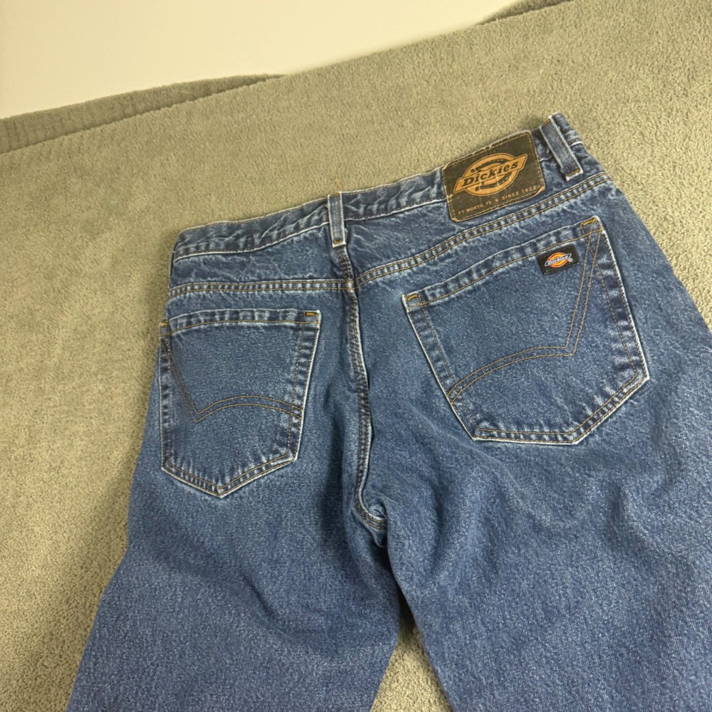 Dickies Mens Flannel Lined Straight Leg Denim Jeans Blue Medium Wash 32x34